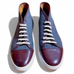 TAFT Men's The Jack Mid Sneaker in Oxblood and Grey Wool